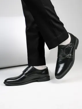 Alberto Torresi Men's Toro Black Double Monk Straps