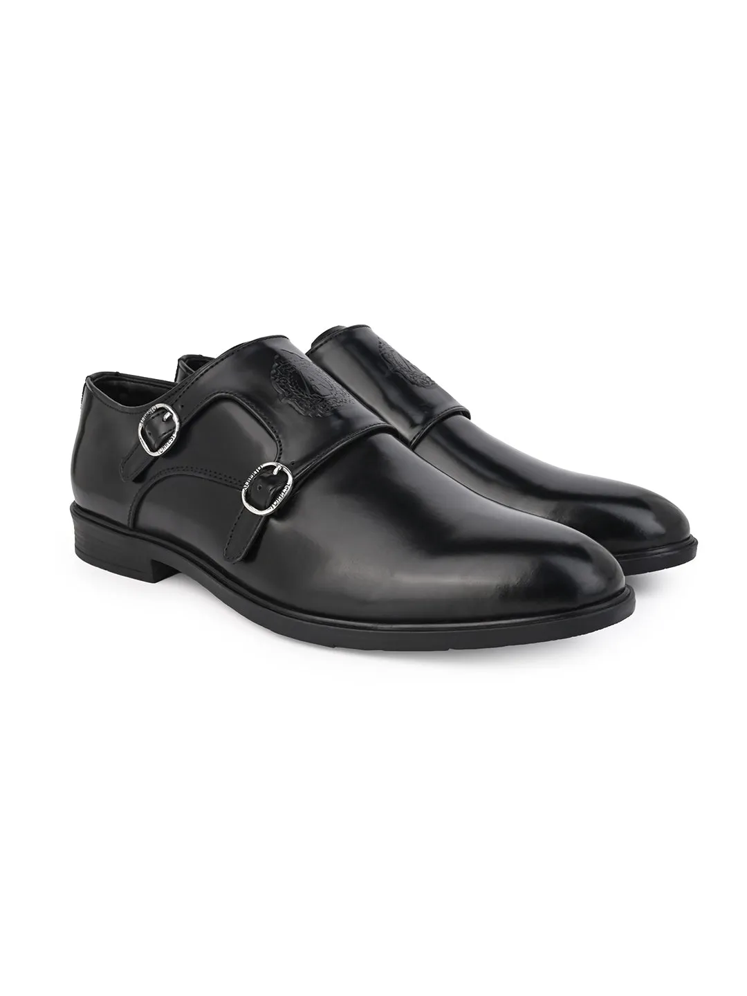 Alberto Torresi Men's Toro Black Double Monk Straps