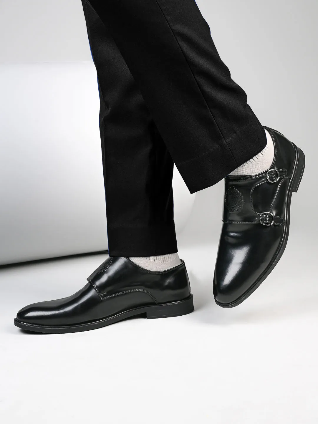 Alberto Torresi Men's Toro Black Double Monk Straps