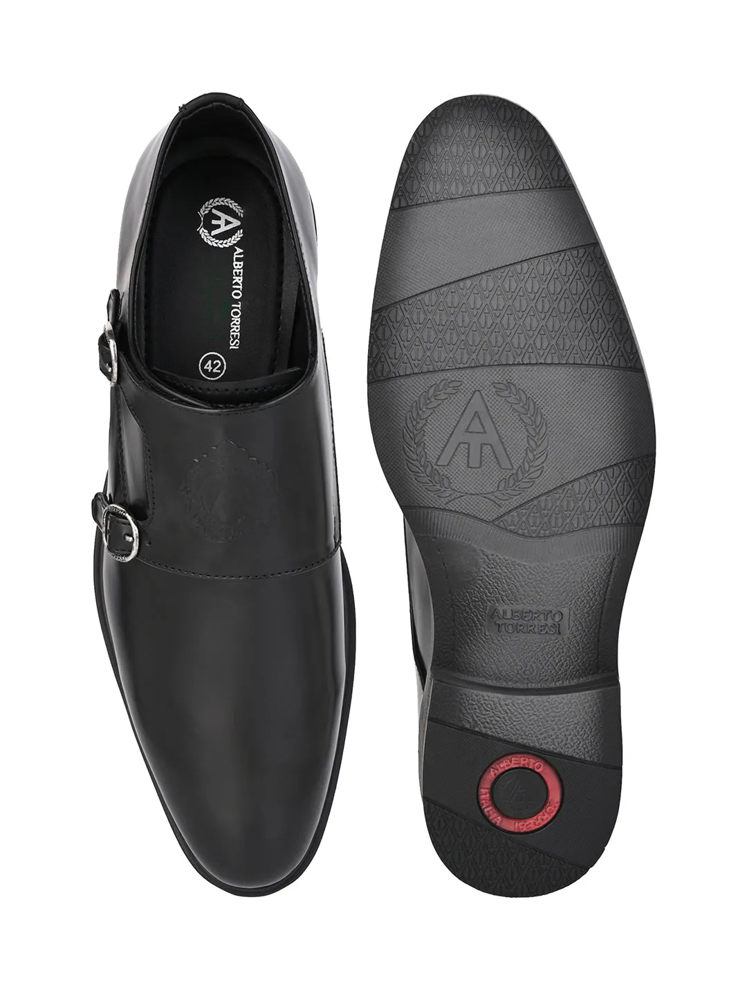 Alberto Torresi Men's Toro Black Double Monk Straps
