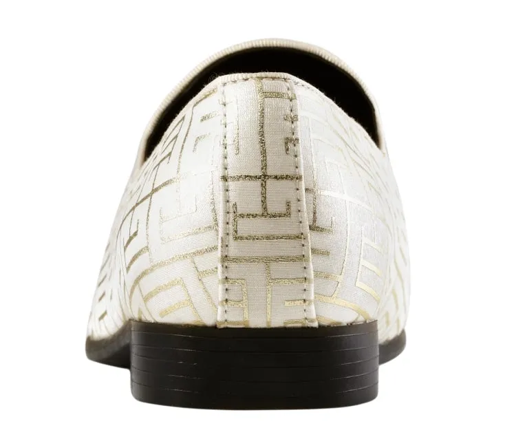 Amali Kazimar Cream Men's Gold Slip On Loafers