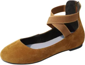 AMDBEL Flats Shoes Women Dressy Comfortable Women Pointed Toe Single Shoes Suede Flock Casual Buckle Strap Loafers Shoes