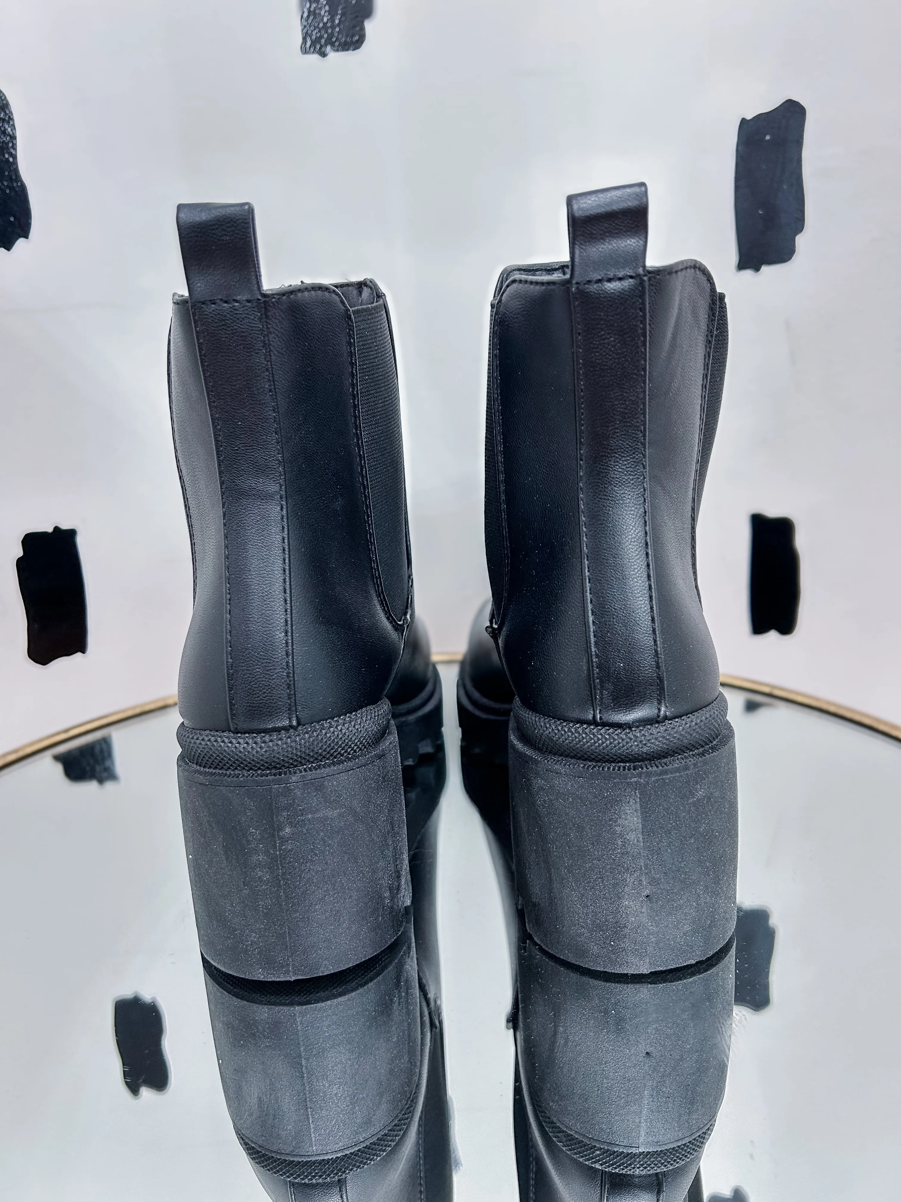 Black Chunky Lug Sole Boots