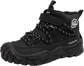 Childrens Fuzzy Snow Booties Open Toe Lace-Up Ankle Shoes Winter Ski Boots Boys Kids Sole Non Slip Outdoor Sport Shoes