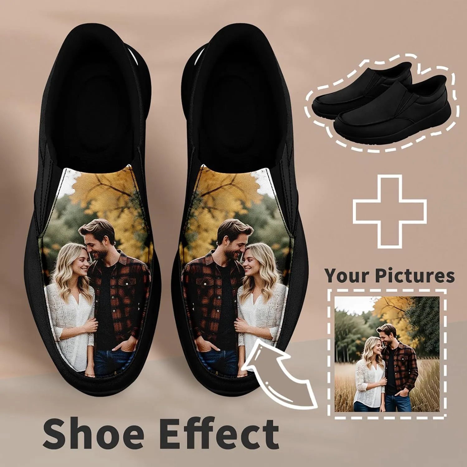 Custom Canvas Slip-On Shoes for Men Women Print Your Design Photo Logo Easy to Wear Work Walking Casual Fashion Gift Sneaker