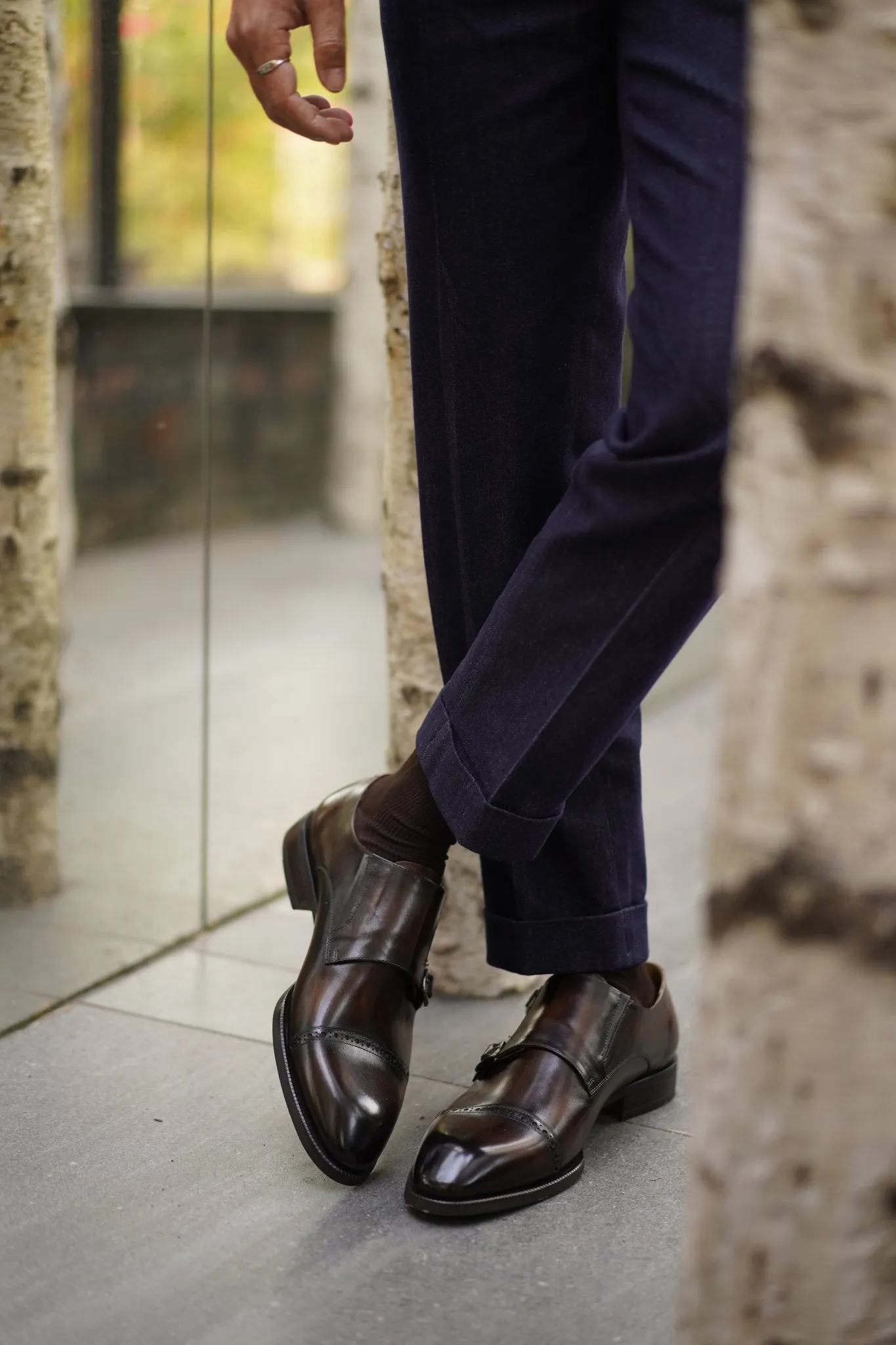 Double Monk Strap Leather Shoes