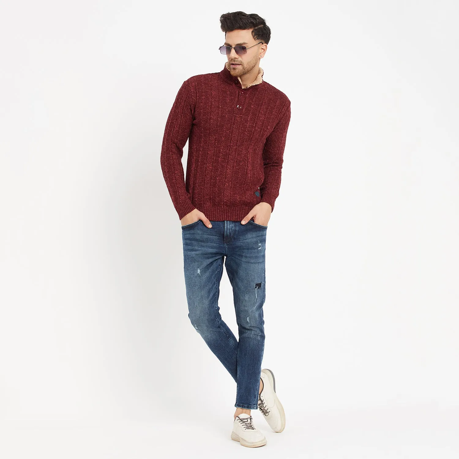 Duke Stardust Men Full Sleeve Button Placket Sweater (SDS2004)