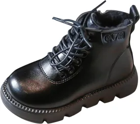 Girls Fuzzy Warm Winter Short Boots Lace up Furry Faux Fur Lining Bootie Shoes Classic Casual Walking Work Boots