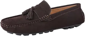 HOOENG Loafer Shoes Driving Moccasins for Men Genuine Leather Tassel Stitching Details Round Toe Suede Vamp Lightweight Resistant Flexible Outdoor Slip On (Color : Brown, Size : 7)