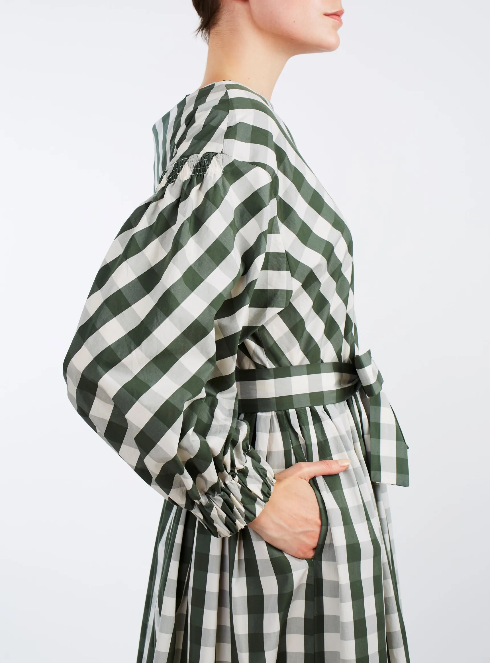 Jane Dress - Green & White