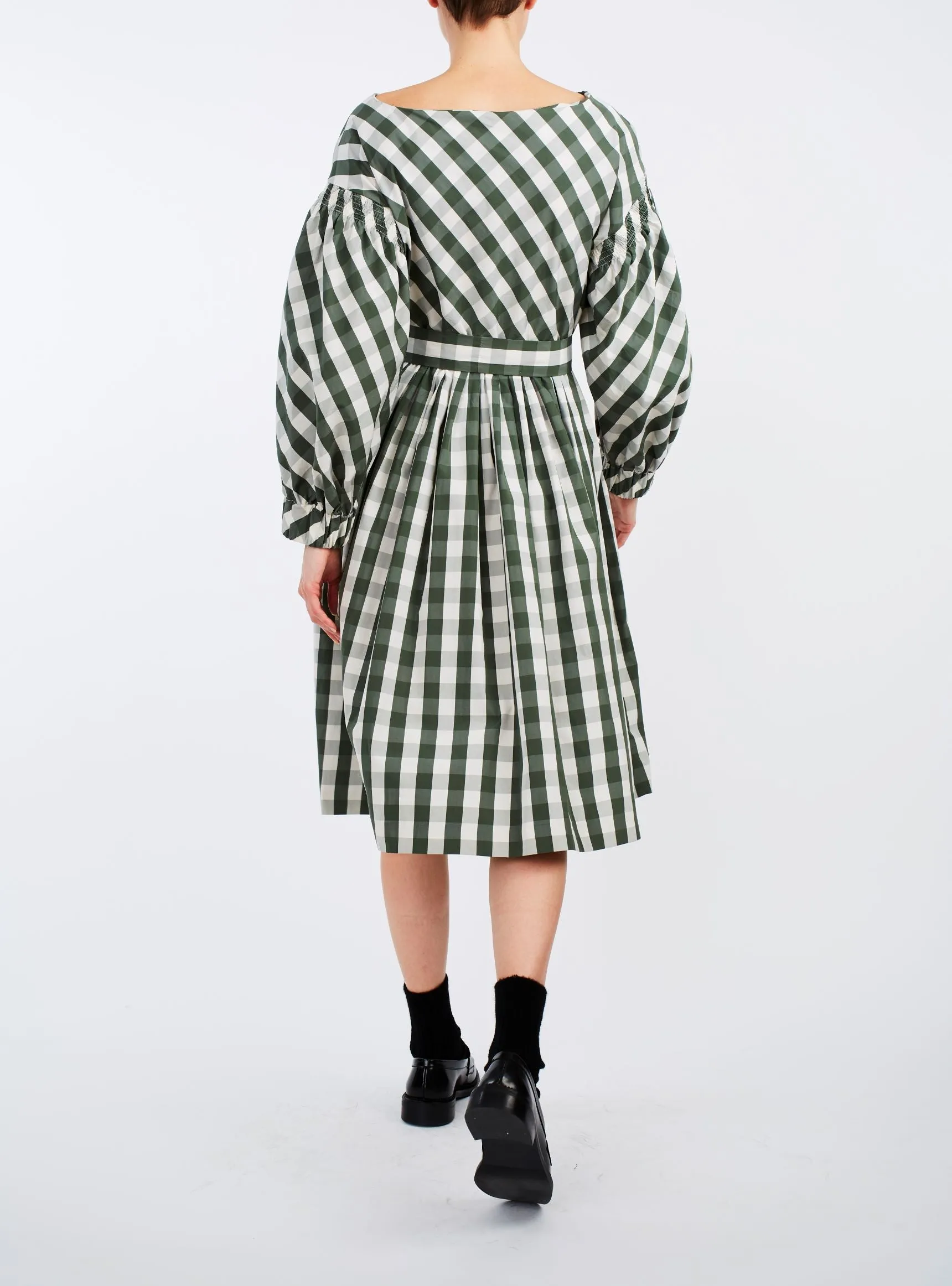 Jane Dress - Green & White