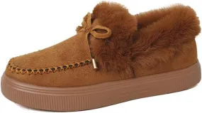 Ladmiple Snow Boots For Women 2023 Trendy Casual Slip-on Warm Loafers Faux Fur-Lined Comfortable Winter Snow Ankle Booties