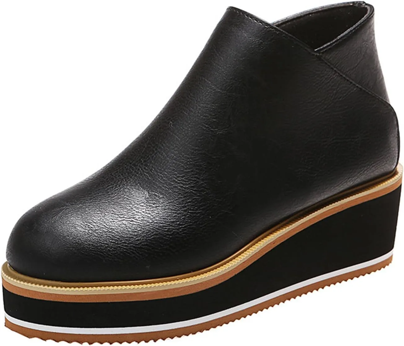 Lausiuoe Wedge Booties For Women Closed Toe Ankle Boots Heeled Dress Shoes Casual Dressy Platform Western Fall Booties