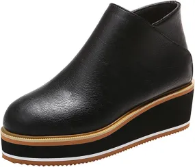 Lausiuoe Wedge Booties For Women Closed Toe Ankle Boots Heeled Dress Shoes Casual Dressy Platform Western Fall Booties