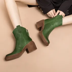 Leather Western Boots Handmade Cowboy Boots Designer Shoes Back Zip Brown/Black/Green