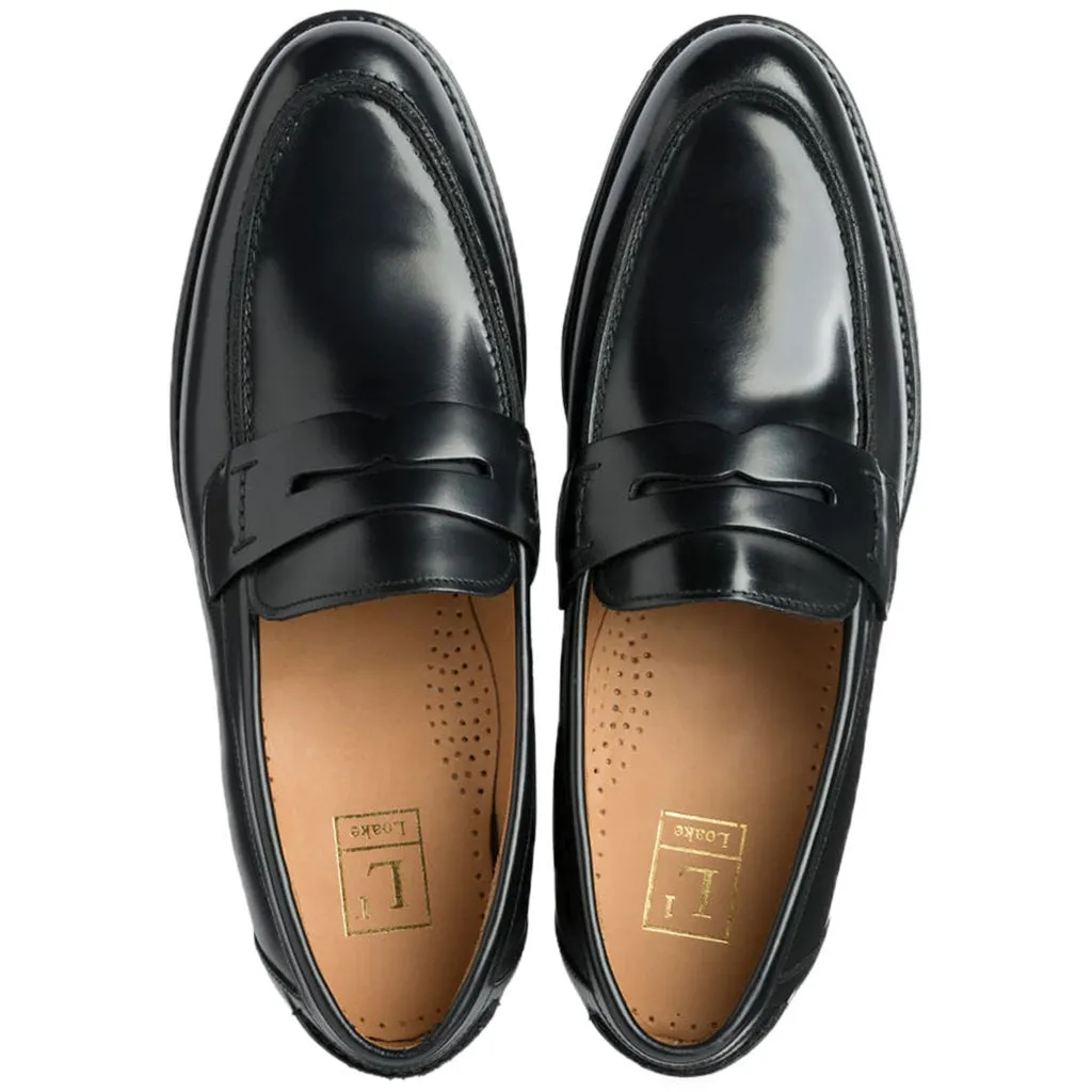 Loake 356 Polished Leather Men's Saddle Slip-on Loafer Shoes