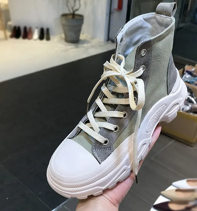 LUXE SEVEN DESIGN HIGH CHUNKY SOLE HIKER BOOTS