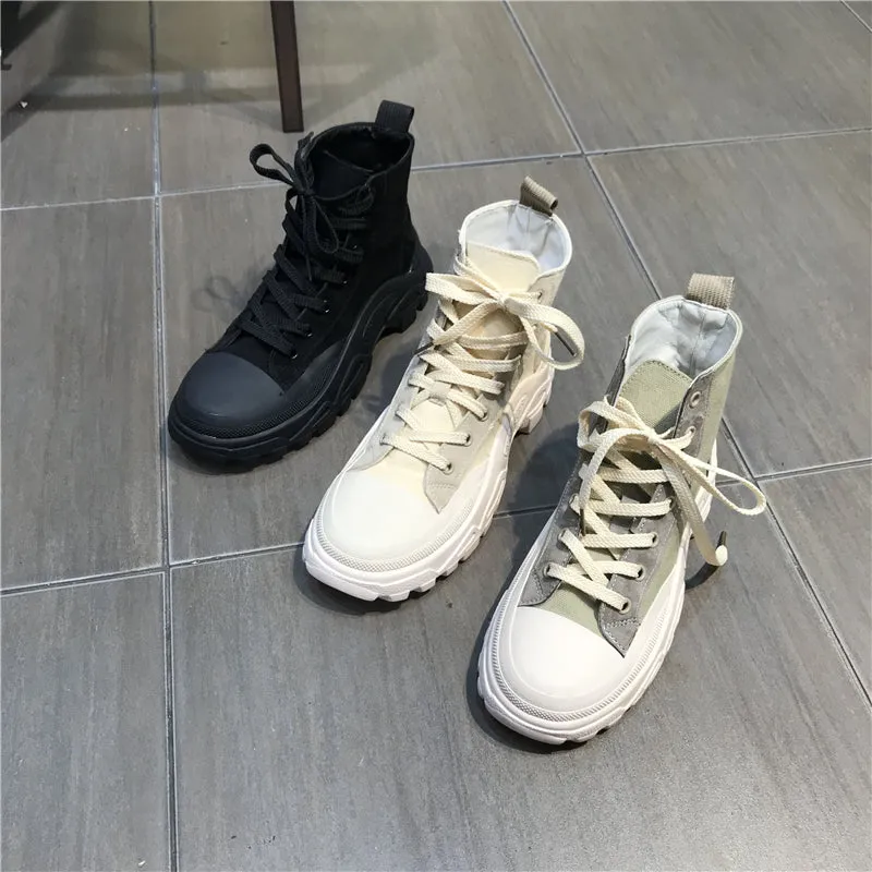 LUXE SEVEN DESIGN HIGH CHUNKY SOLE HIKER BOOTS
