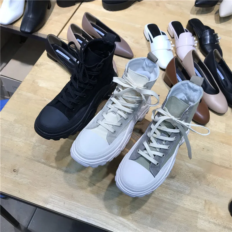LUXE SEVEN DESIGN HIGH CHUNKY SOLE HIKER BOOTS