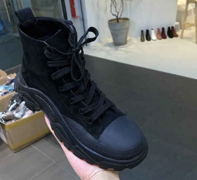LUXE SEVEN DESIGN HIGH CHUNKY SOLE HIKER BOOTS