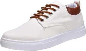 Men Low Top Canvas Walking Shoes Lace-Up Fashion Casual Sneakers Wide Width Breathable Sport Shoes Slip On Platform Sneakers