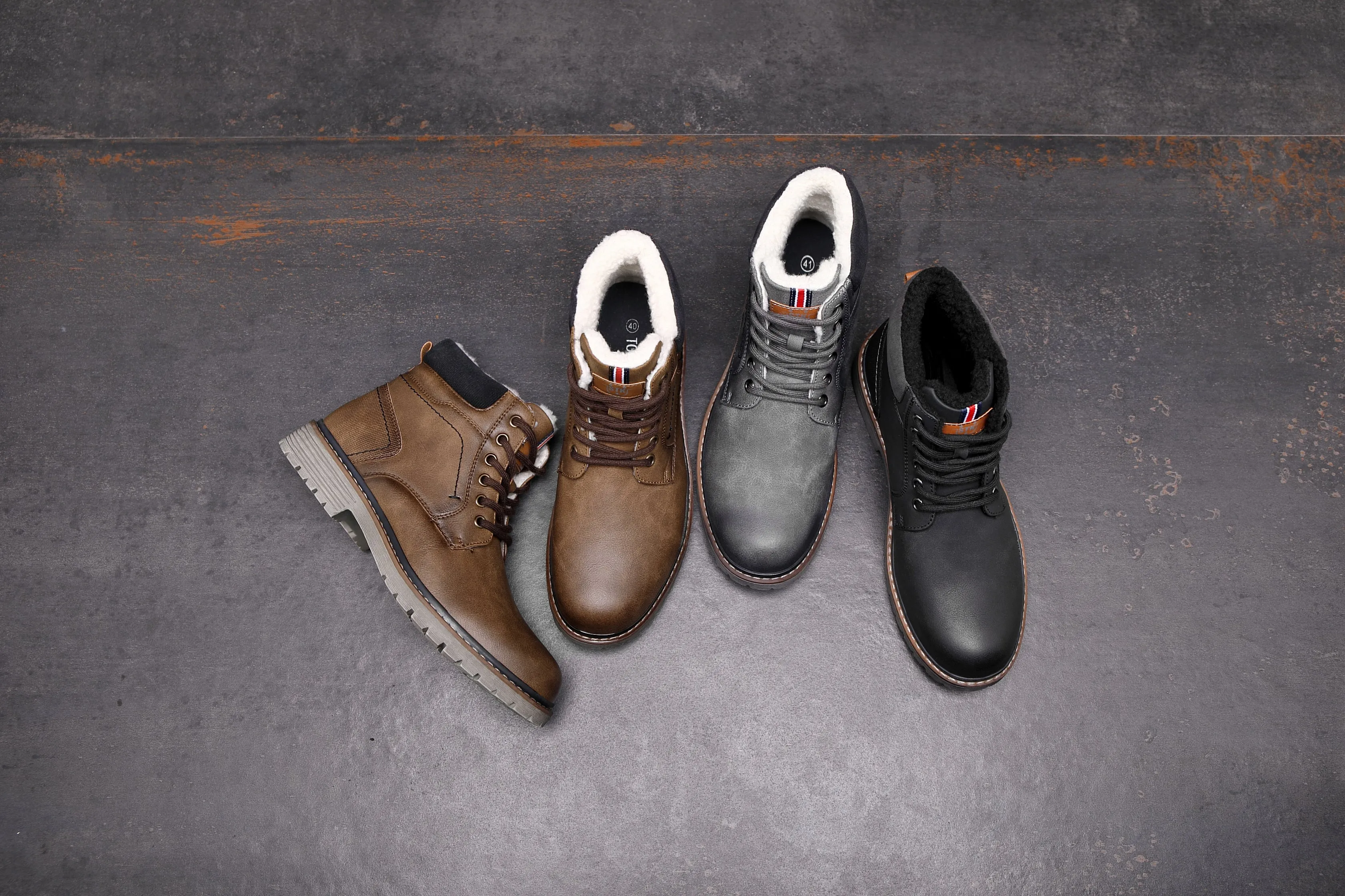 Men's Boots Winter Fur Interior Style (2185) Grey