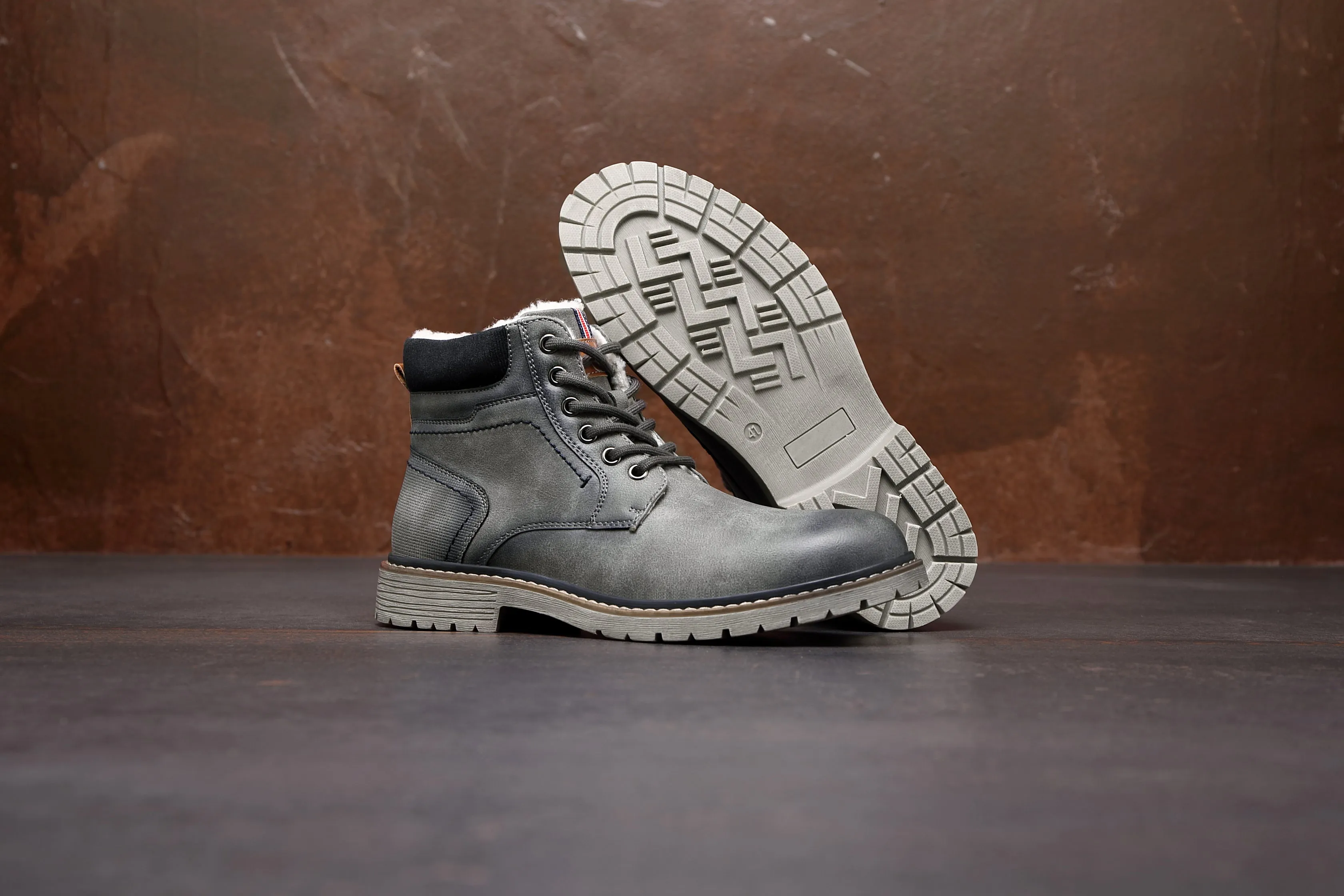 Men's Boots Winter Fur Interior Style (2185) Grey