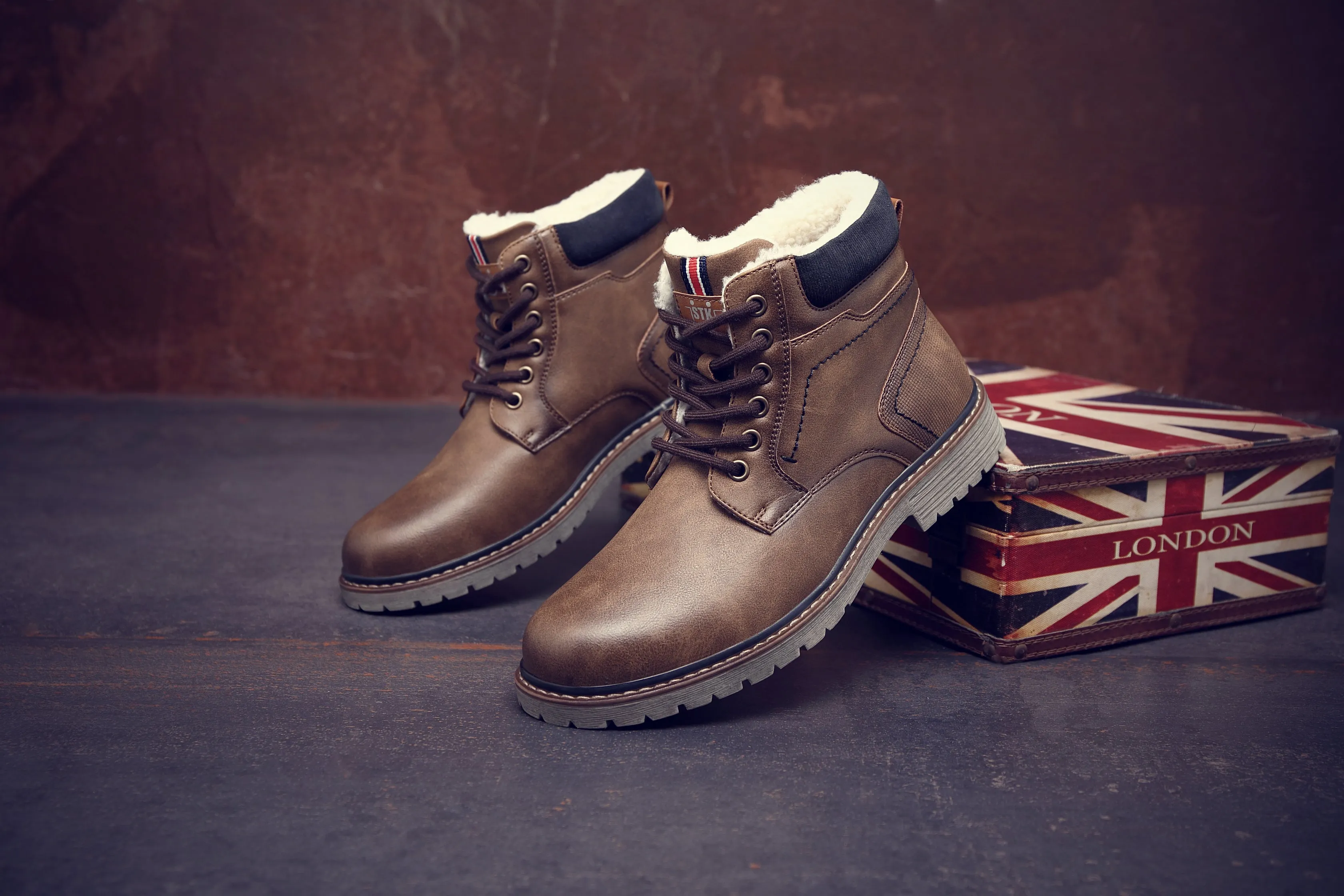 Men's Boots Winter Fur Interior Style (2185) Tan