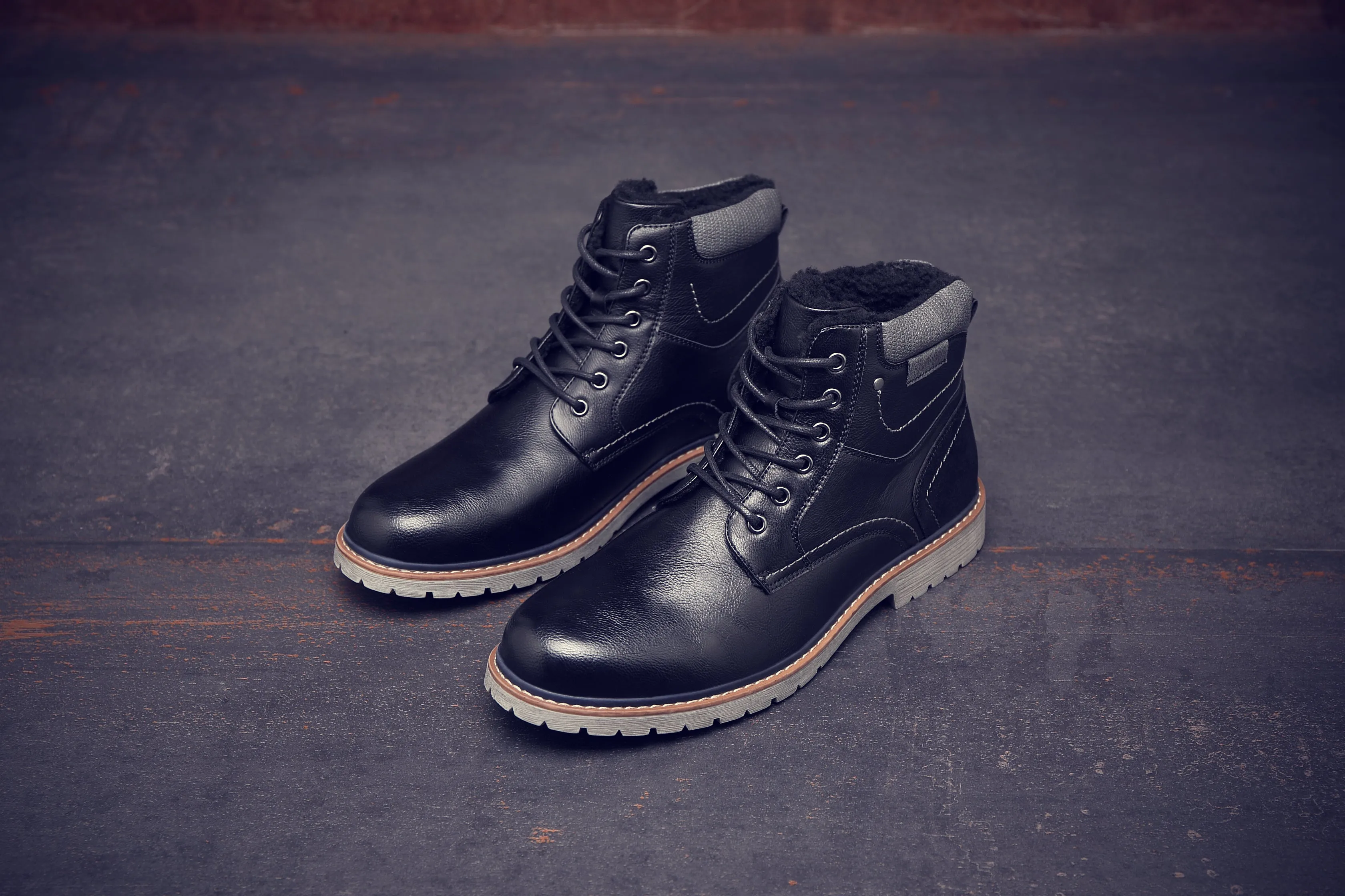Men's Boots Winter Fur Interior Style 2186 BLACK