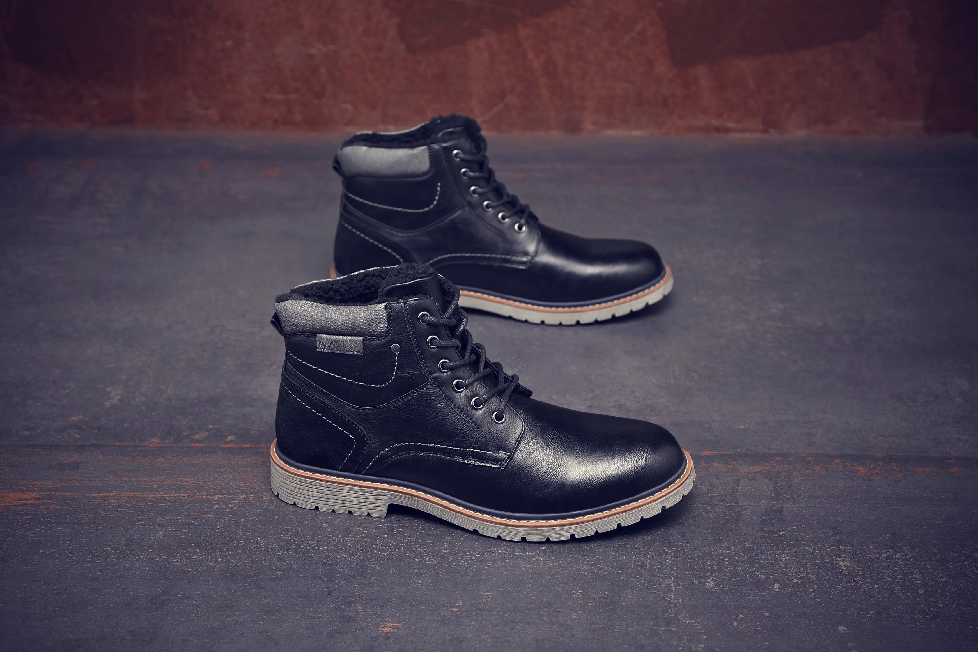 Men's Boots Winter Fur Interior Style 2186 BLACK