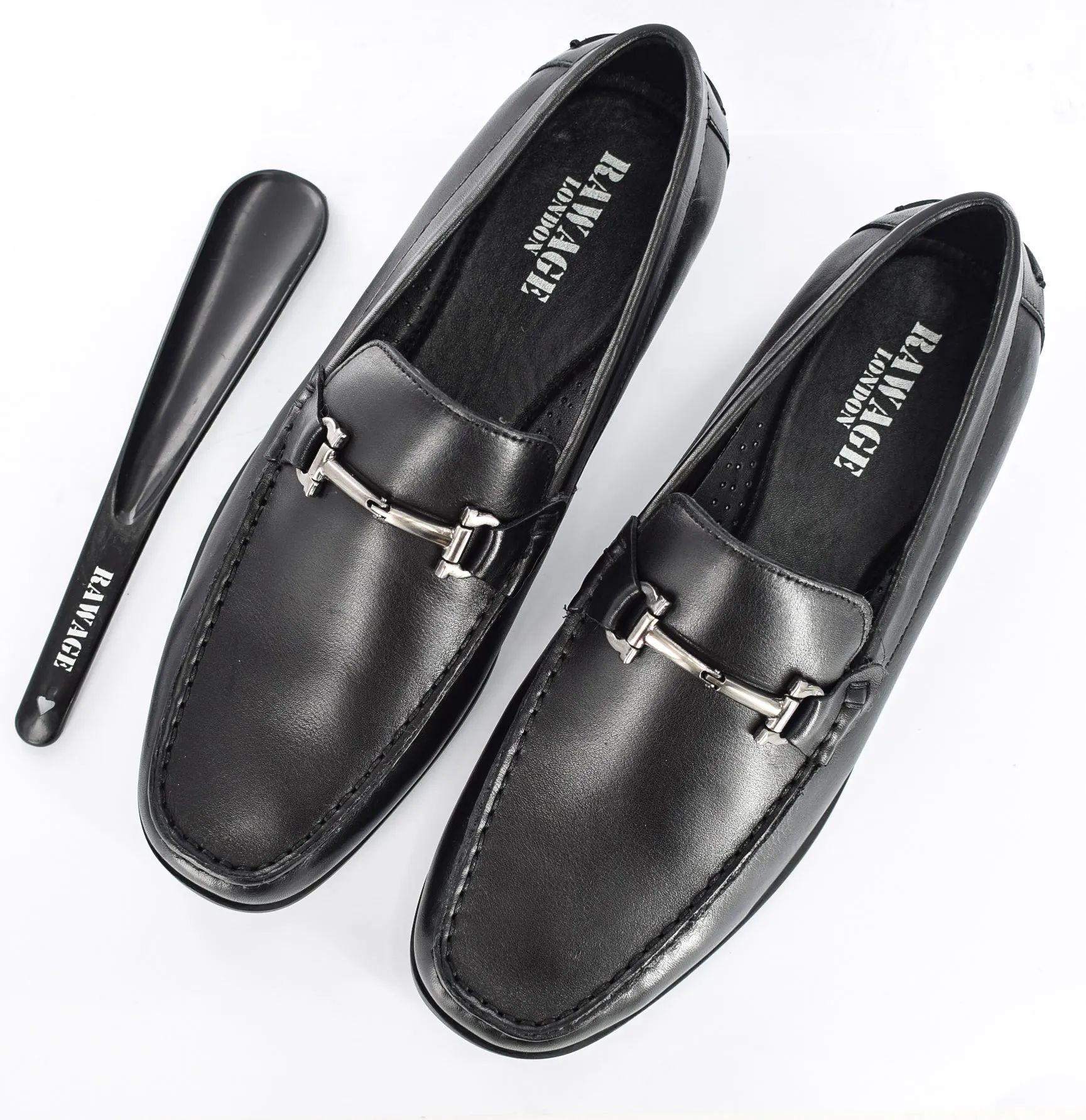 MENS SMART BLACK SNAFFLE LEATHER FORMAL/CASUAL SLIP ON SHOES/LOAFERS