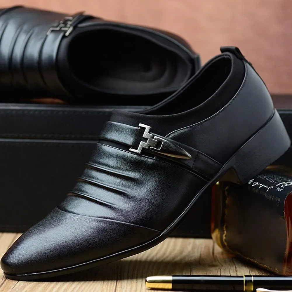 Men's Strap Buckle Slip-on Dress Loafers Shoes Formal Tuxedo Leather Shoes for Male Business Work Women Walking Sneaker