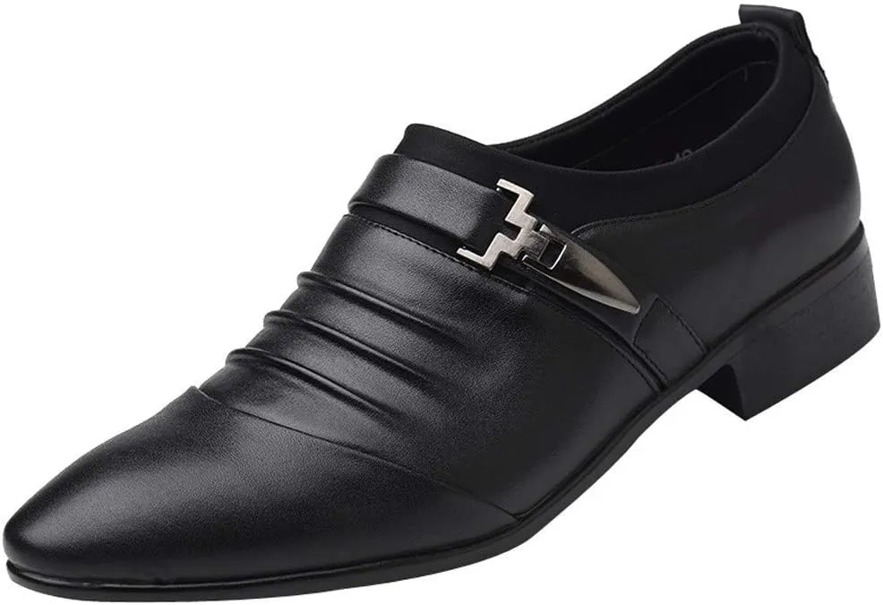 Men's Strap Buckle Slip-on Dress Loafers Shoes Formal Tuxedo Leather Shoes for Male Business Work Women Walking Sneaker