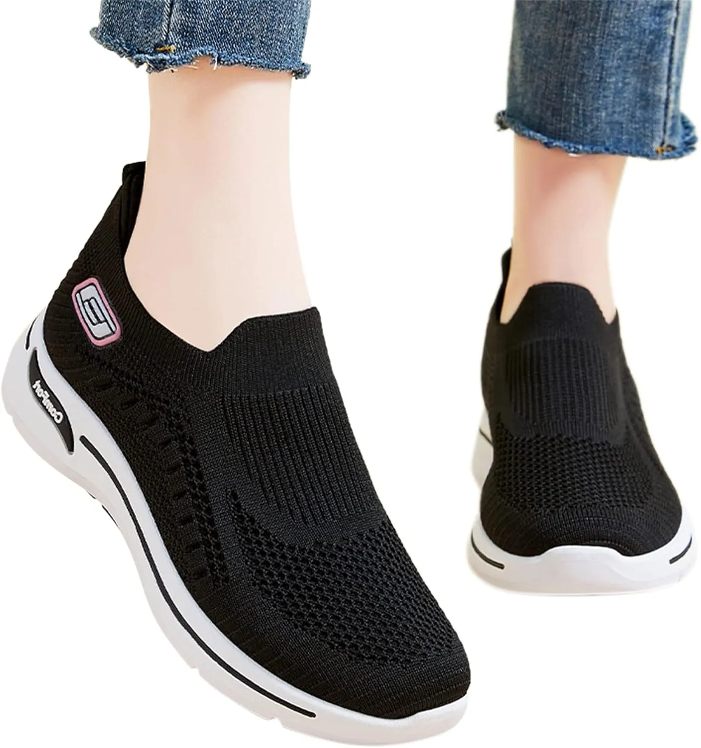 Orthopedic Shoes for Women Comfortable Breathable Knit Sneakers Non-Slip Woven Orthopedic Sneakers Lightweight Slip-On Sneakers
