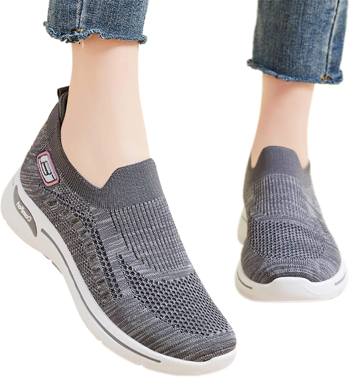 Orthopedic Shoes for Women Comfortable Breathable Knit Sneakers Non-Slip Woven Orthopedic Sneakers Lightweight Slip-On Sneakers