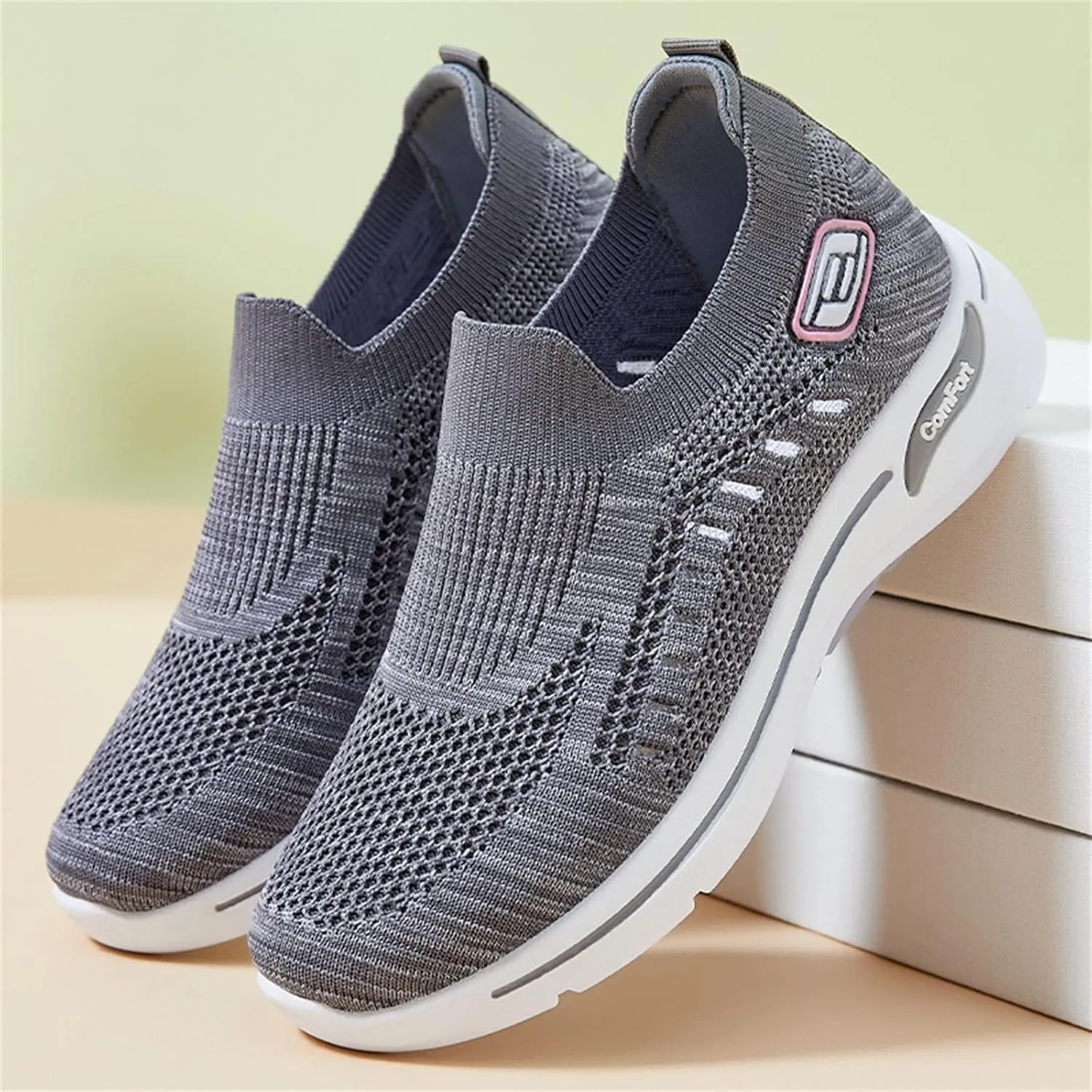 Orthopedic Shoes for Women Comfortable Breathable Knit Sneakers Non-Slip Woven Orthopedic Sneakers Lightweight Slip-On Sneakers