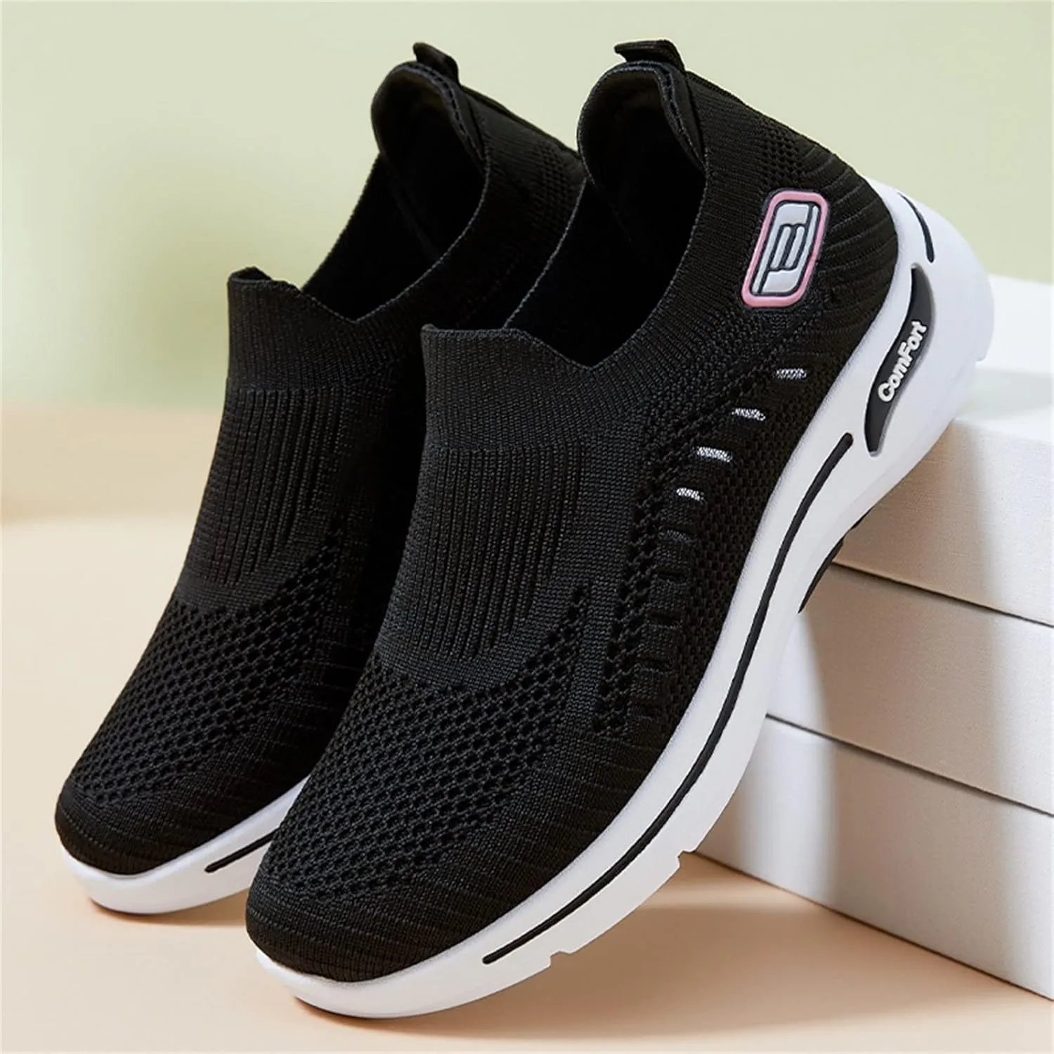 Orthopedic Shoes for Women Comfortable Breathable Knit Sneakers Non-Slip Woven Orthopedic Sneakers Lightweight Slip-On Sneakers