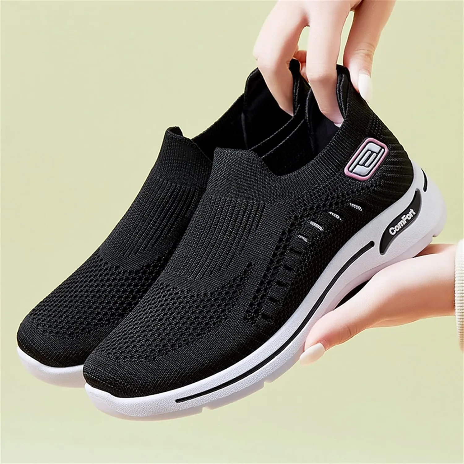 Orthopedic Shoes for Women Comfortable Breathable Knit Sneakers Non-Slip Woven Orthopedic Sneakers Lightweight Slip-On Sneakers