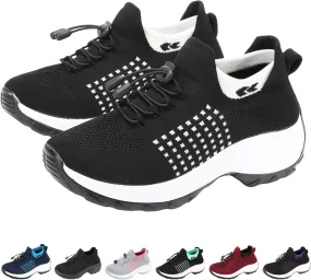 Orthopedic Sneakers Breathable Women Slip on Trainers Comfortable Shoes for Women Stretch Cushion Athletic Shoe Unisex Casual Thick Bottom Walking Shoe