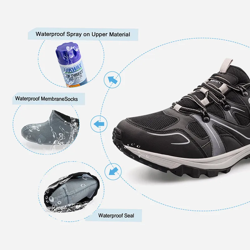 riemot Men's Breathable Outdoor Trainers, Black, Trail Running Shoes for Summer Hiking Trekking Climbing