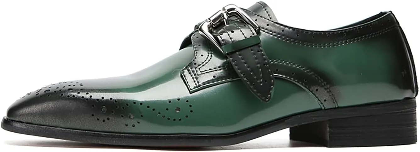 Santimon Mens Loafers Formal Dress Genuine Leather Plain Toe Mocassins Fashion Prom Wedding Business Casual Breathable Comfort Buckle Loafers Tuxedo Smoking Shoes for Men