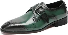 Santimon Mens Loafers Formal Dress Genuine Leather Plain Toe Mocassins Fashion Prom Wedding Business Casual Breathable Comfort Buckle Loafers Tuxedo Smoking Shoes for Men