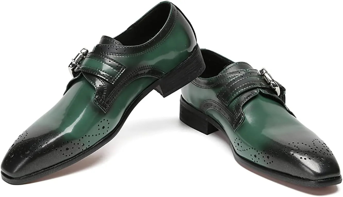 Santimon Mens Loafers Formal Dress Genuine Leather Plain Toe Mocassins Fashion Prom Wedding Business Casual Breathable Comfort Buckle Loafers Tuxedo Smoking Shoes for Men