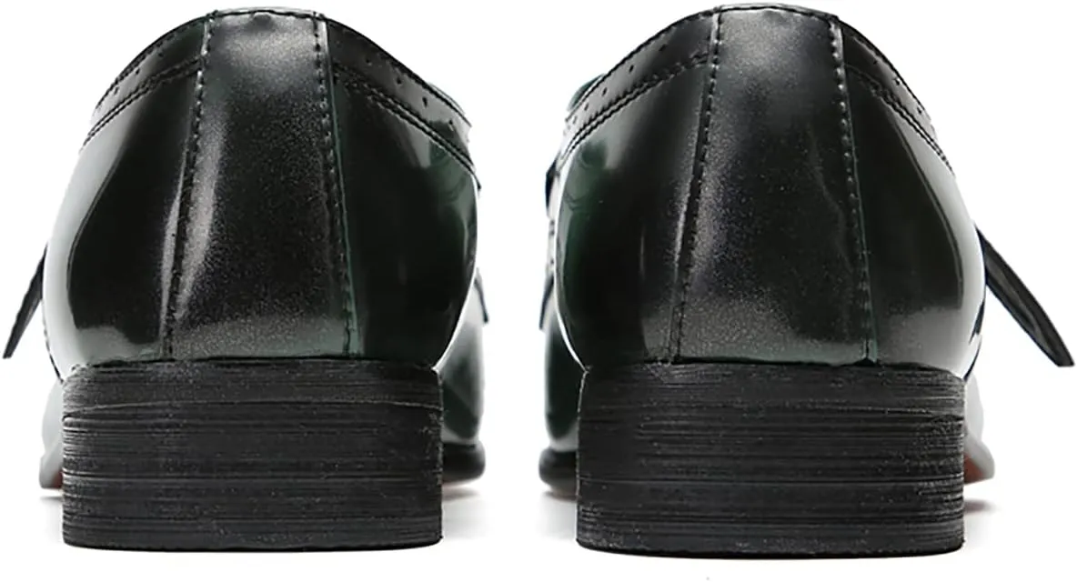 Santimon Mens Loafers Formal Dress Genuine Leather Plain Toe Mocassins Fashion Prom Wedding Business Casual Breathable Comfort Buckle Loafers Tuxedo Smoking Shoes for Men