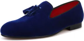 Santimon Mens Tassel Loafers Slip On Wedding Dress Velvet Penny Loafers Fashion Tuxedo Formal Business Casual Luxury Prom Shoes Smoking Party Disco Slippers Suede Moccasins for Men