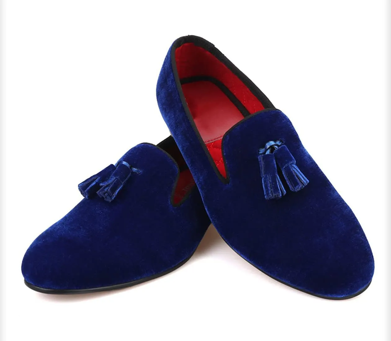 Santimon Mens Tassel Loafers Slip On Wedding Dress Velvet Penny Loafers Fashion Tuxedo Formal Business Casual Luxury Prom Shoes Smoking Party Disco Slippers Suede Moccasins for Men