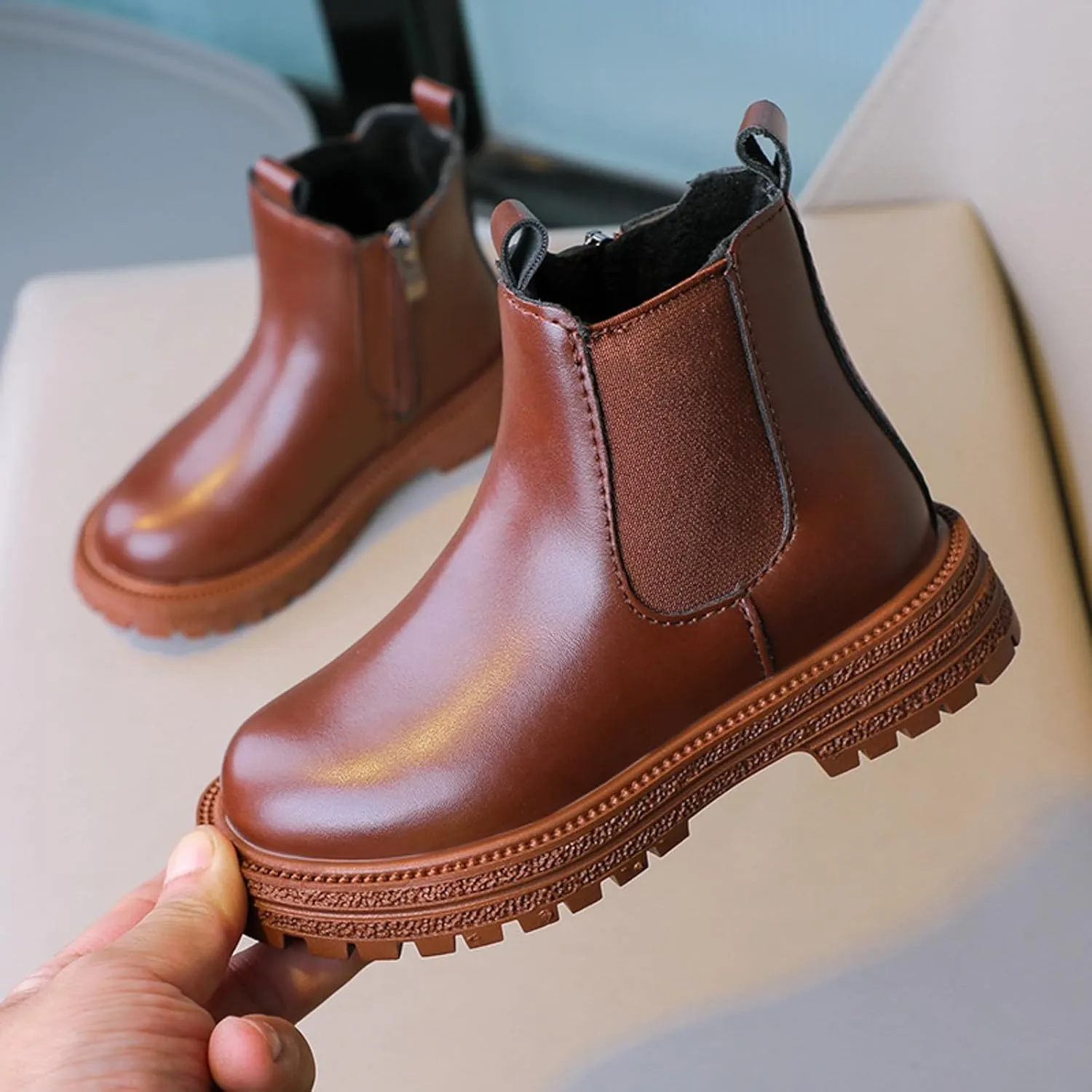 Short Boots Ankle Boots for Girls Bow Side Zipper Low Heel Outdoor Warm Shoes Waterproof Combat Shoes with Zipper