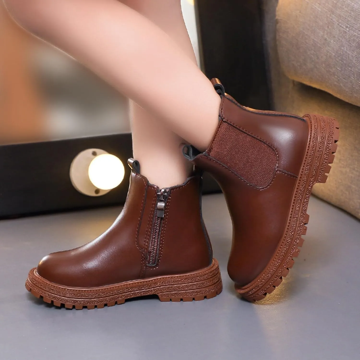 Short Boots Ankle Boots for Girls Bow Side Zipper Low Heel Outdoor Warm Shoes Waterproof Combat Shoes with Zipper