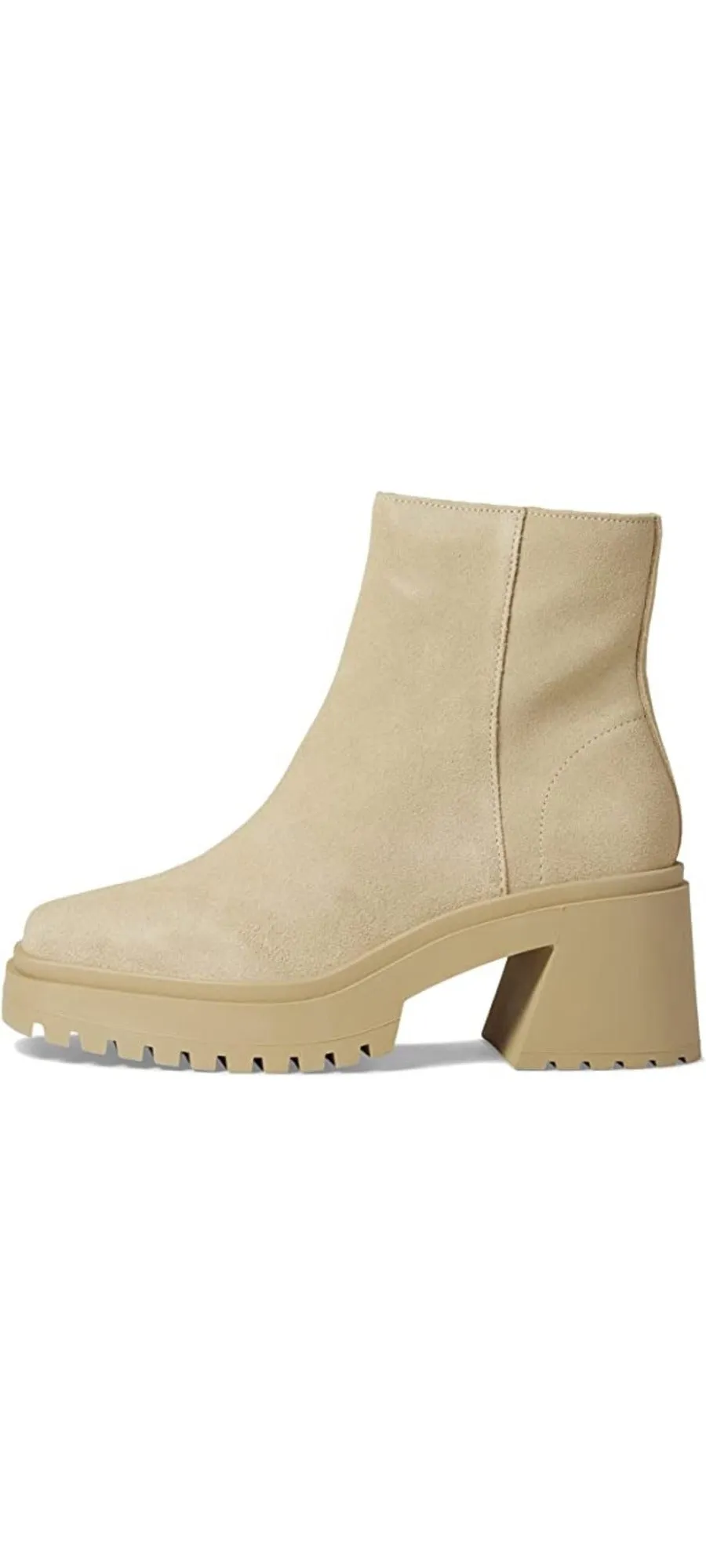 Steve Madden Fella Sand Suede Chunky Block Heel Round Toe Fashion Ankle Boots