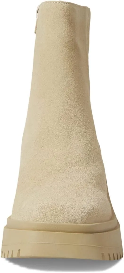 Steve Madden Fella Sand Suede Chunky Block Heel Round Toe Fashion Ankle Boots